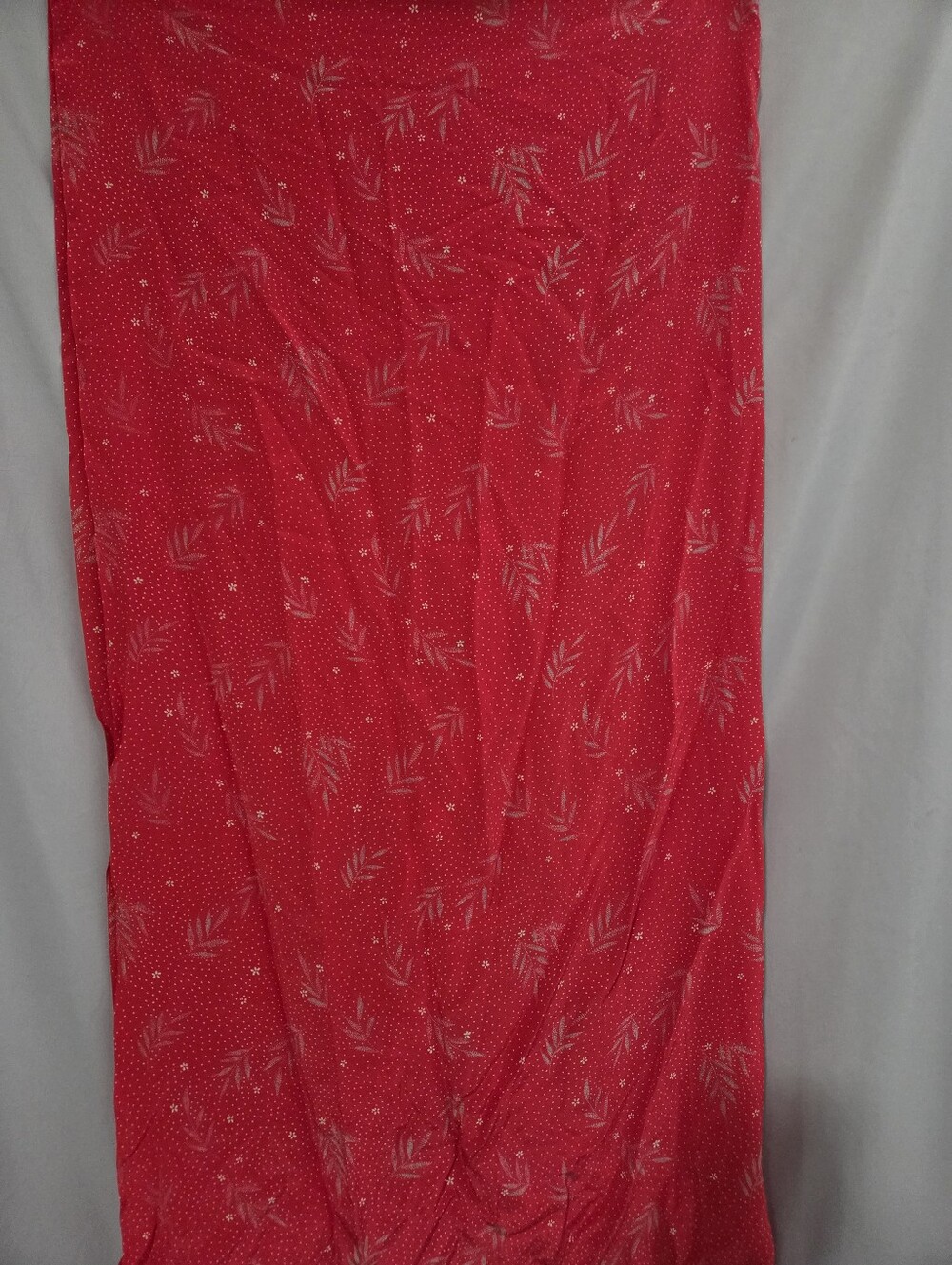 Red Floral and Leaf Print Silk Blend Fabric